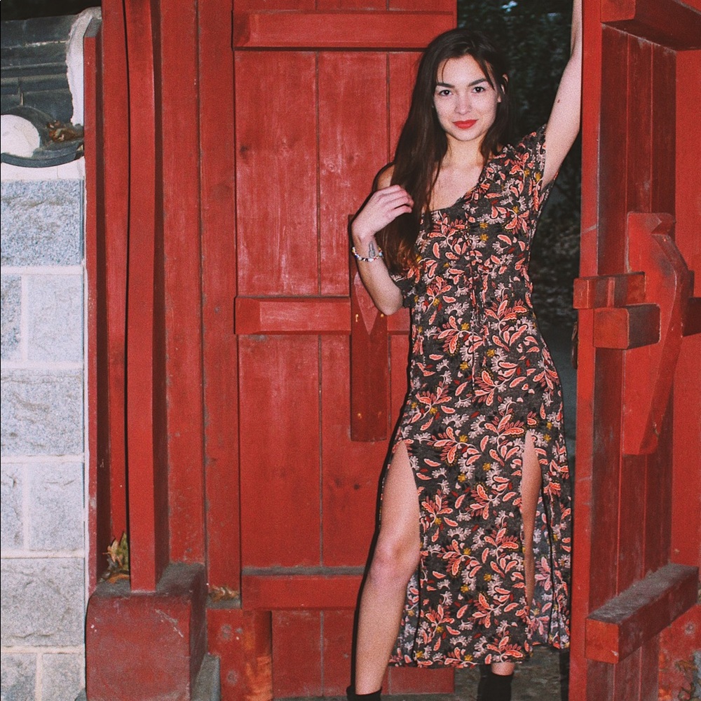 H&M Printed Maxi Slit Dress
